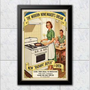 1950 Antieke Radiant Dutch Oven Reclame Poster