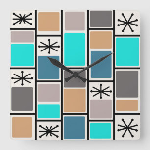 1950 Atomic Age rechthoeken Starbursts Vierkante Klok