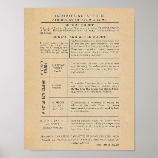  1950 Atomic Bomb Safety Poster (Voorkant)