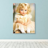 1950 Baby meisje portret Canvas Afdruk (Insitu (Houten vloer))