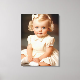 1950 Baby meisje portret Canvas Afdruk