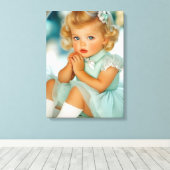 1950 Baby meisje portret Canvas Afdruk (Insitu (Houten vloer))
