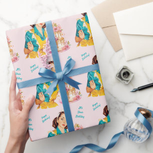1950 Bakdag Vintage Vrouw in Schort Cadeaupapier