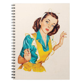 1950 Bakdag Vintage vrouw in schort Notitieboek