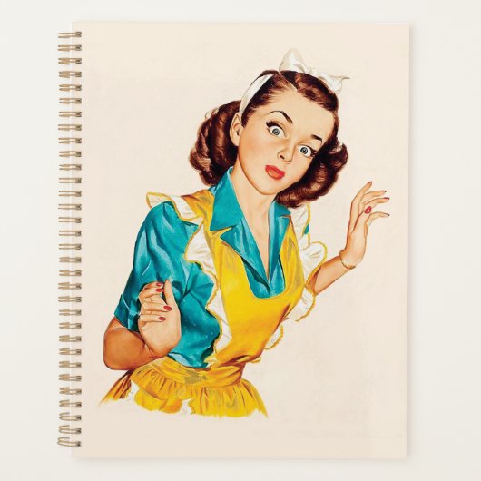 1950 Bakdag Vintage Vrouw in Schort Planner (Voorkant)