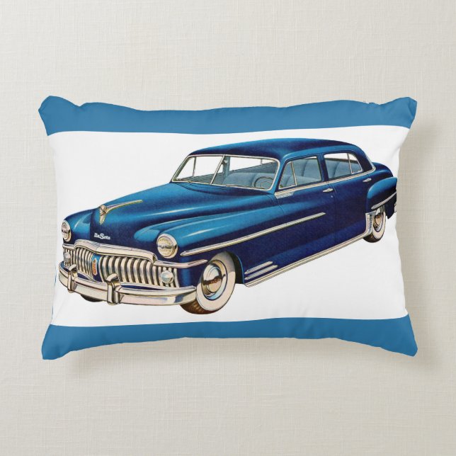 1950 blauwe DeSoto-afdruk Accent Kussen (Voorkant)
