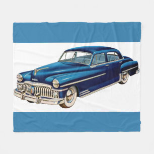1950 blauwe DeSoto-afdruk Fleece Deken