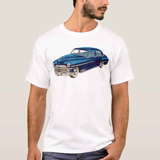 1950 blauwe DeSoto-autoafdrukken T-shirt (Voorkant)