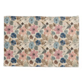 1950 Bloemen in stoffig roze, blauw Kussensloop (Achterkant)