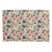 1950 Bloemen in stoffig roze, blauw Kussensloop (Voorkant)