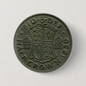 1950 British Half Crown-knop Ronde Button 5,7 Cm (Voorkant)