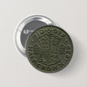 1950 British Half Crown-knop Ronde Button 5,7 Cm (Voorkant /achterkant)