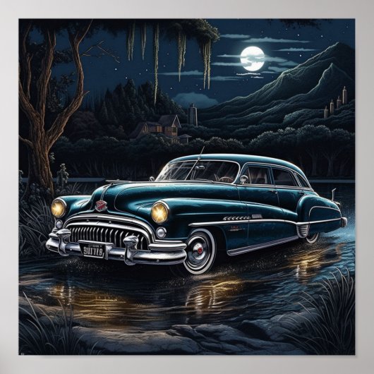 1950 Buick Roadmaster Lowrider Bomb Classic Car Poster (Voorkant)