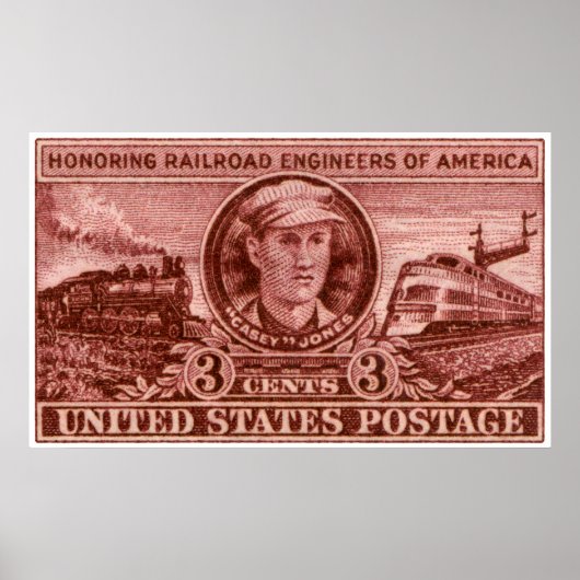 1950 Casey Jones Railroad Stamp Poster (Voorkant)