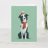 1950 Christmas Border Collie Kaart (Voorkant)