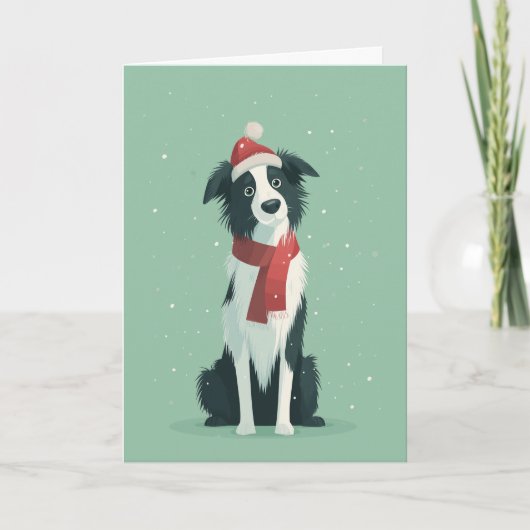 1950 Christmas Border Collie Kaart (Voorkant)
