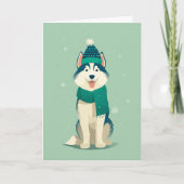 1950 Christmas Husky Kaart (Voorkant)