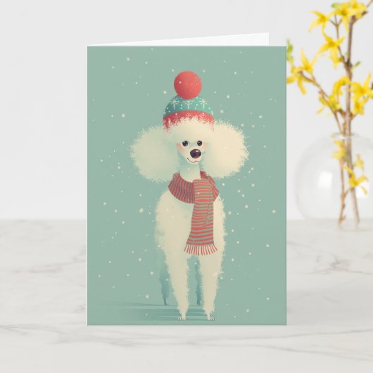 1950 Christmas Poodle Kaart (Gele Bloem)