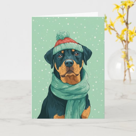 1950 Christmas Rottweiler Kaart (Gele Bloem)