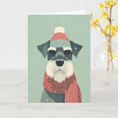 1950 Christmas Schnauzer Kaart (Gele Bloem)