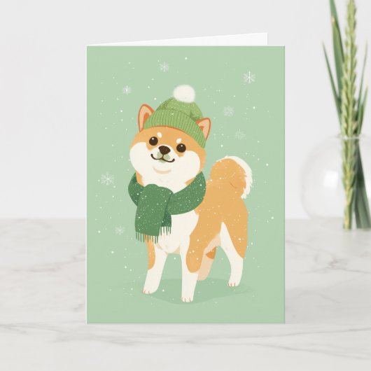 1950 Christmas Shiba Inu Kaart (Voorkant)
