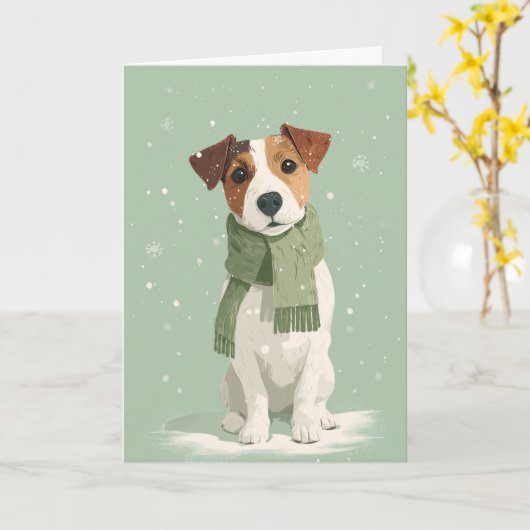 1950 Christmas Terrier Kaart (Gele Bloem)