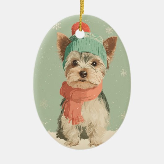 1950 Christmas Yorkie Keramisch Ornament (Voorkant)