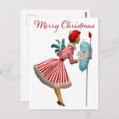 1950  dame die kerstpost controleert briefkaart (Voorkant / Achterkant)