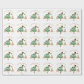 1950  dame kerstgroeten cadeaupapier (Vlak)