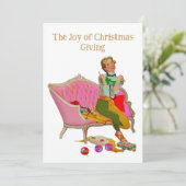 1950  dame kerstgroeten feestdagenkaart (Staand voorkant)