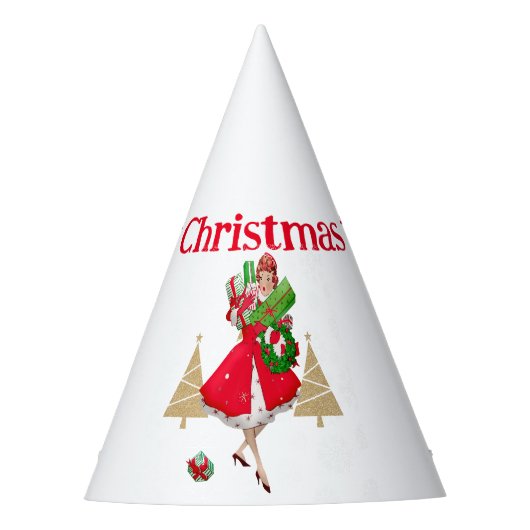 1950  dame kerstgroeten feesthoedjes (Voorkant)