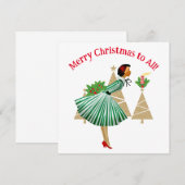 1950  dame kerstgroeten kaart (Voorkant / Achterkant)