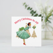 1950  dame kerstgroeten kaart (Staand voorkant)