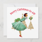 1950  dame kerstgroeten kaart (Voorkant)