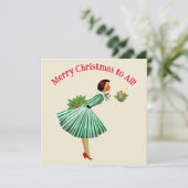 1950  dame kerstgroeten kaart (Staand voorkant)