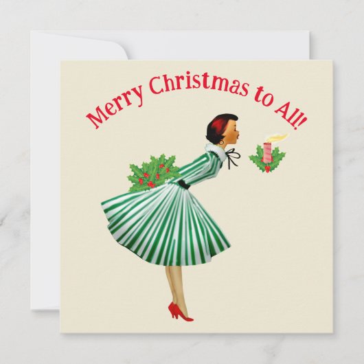 1950  dame kerstgroeten kaart (Voorkant)
