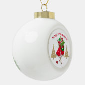 1950  dame kerstgroeten keramische bal ornament (Links)