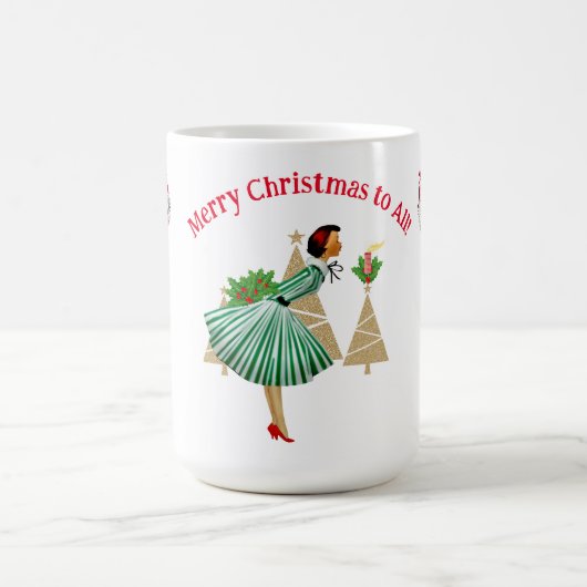 1950  dame kerstgroeten koffiemok (Center)