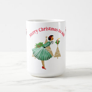 1950 dame kerstgroeten koffiemok