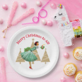 1950  dame kerstgroeten papieren bordje (Feest)