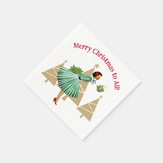 1950  dame kerstgroeten servet (Hoek)