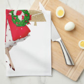 1950  dame kerstgroeten theedoek (Quarter Fold)