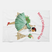 1950  dame kerstgroeten theedoek (Horizontaal)