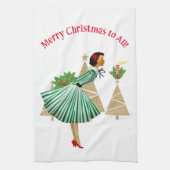 1950 dame kerstgroeten theedoek (Verticaal)