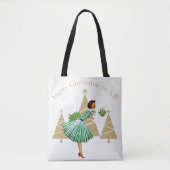 1950  dame kerstgroeten tote bag (Voorkant)