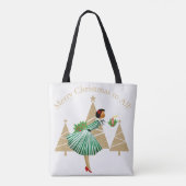 1950  dame kerstgroeten tote bag (Achterkant)