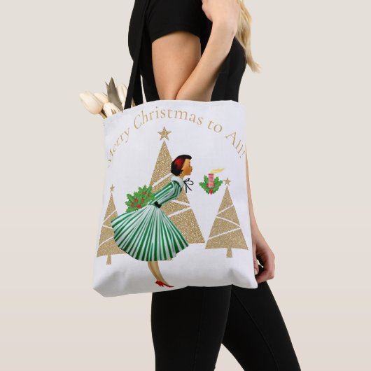 1950  dame kerstgroeten tote bag (Dichtbij)