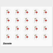 1950  dame met bloemen ronde sticker (Vel)