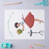 1950  dame met bloemen tissuepapier (Craft)