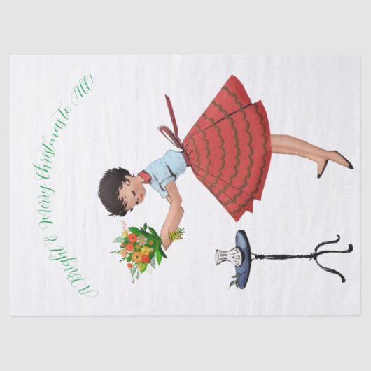 1950  dame met bloemen tissuepapier (Voorkant)
